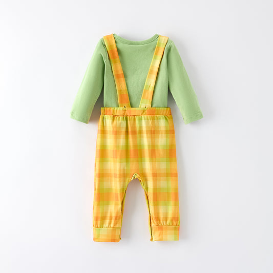 Baby Boys Fall Thanksgiving Scarecrow Applique Romper Set