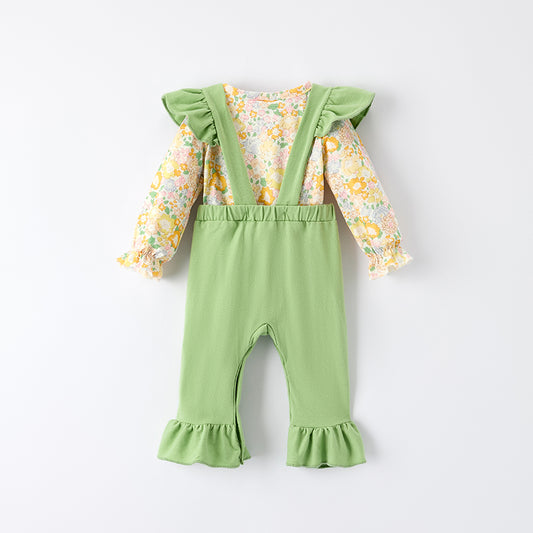 Baby Girls Fall Thanksgiving Scarecrow Applique Romper Set