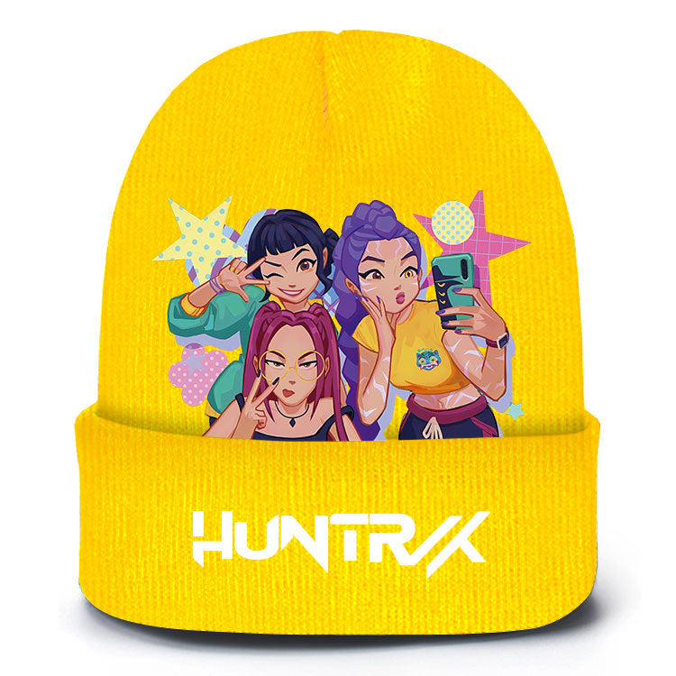 K-Pop Demon Hunters Knit Beanie Cozy Plush Lined Pull-On Hat for Spring & Winter Unisex Street Style