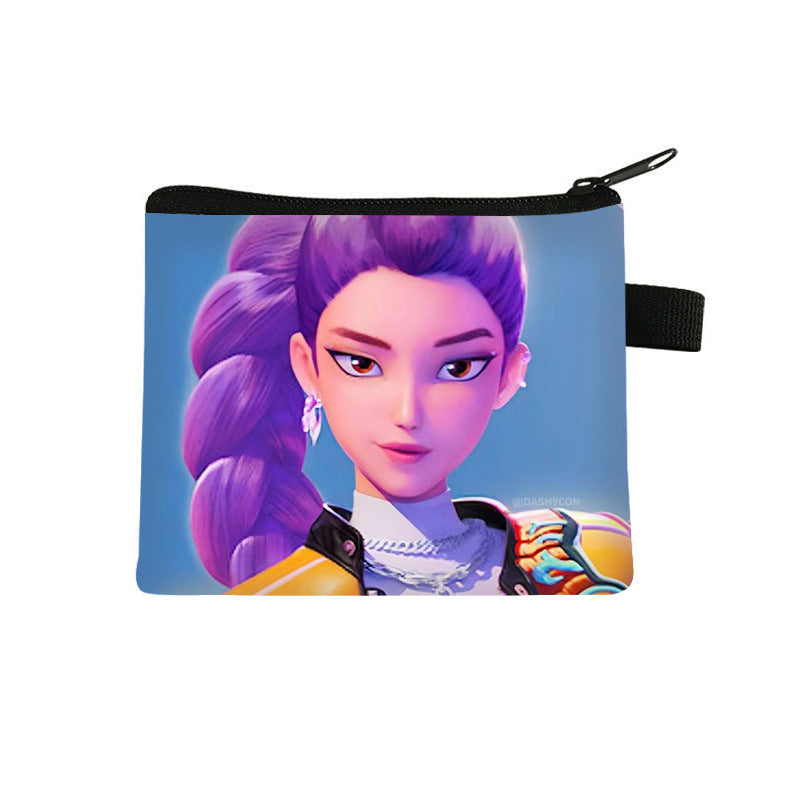 K-Pop Demon Hunters Anime Printed Mini Coin Purse Cute Small Wallet Portable Key & Card Holder