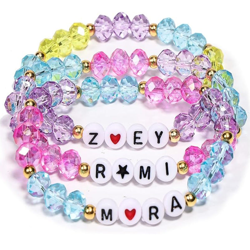 K-Pop Demon Hunters Rumi Mira Zoey Letter Glass Beaded Stretch Bracelet Set – 2 Styles Available