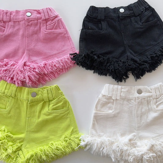 Girls Summer Shorts Loose Frayed Denim Casual Boho Style