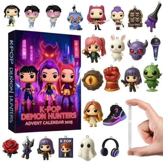 K-Pop Demon Hunters Christmas Advent Calendar Blind Box Q-Version Acrylic Figures Set 24Pcs