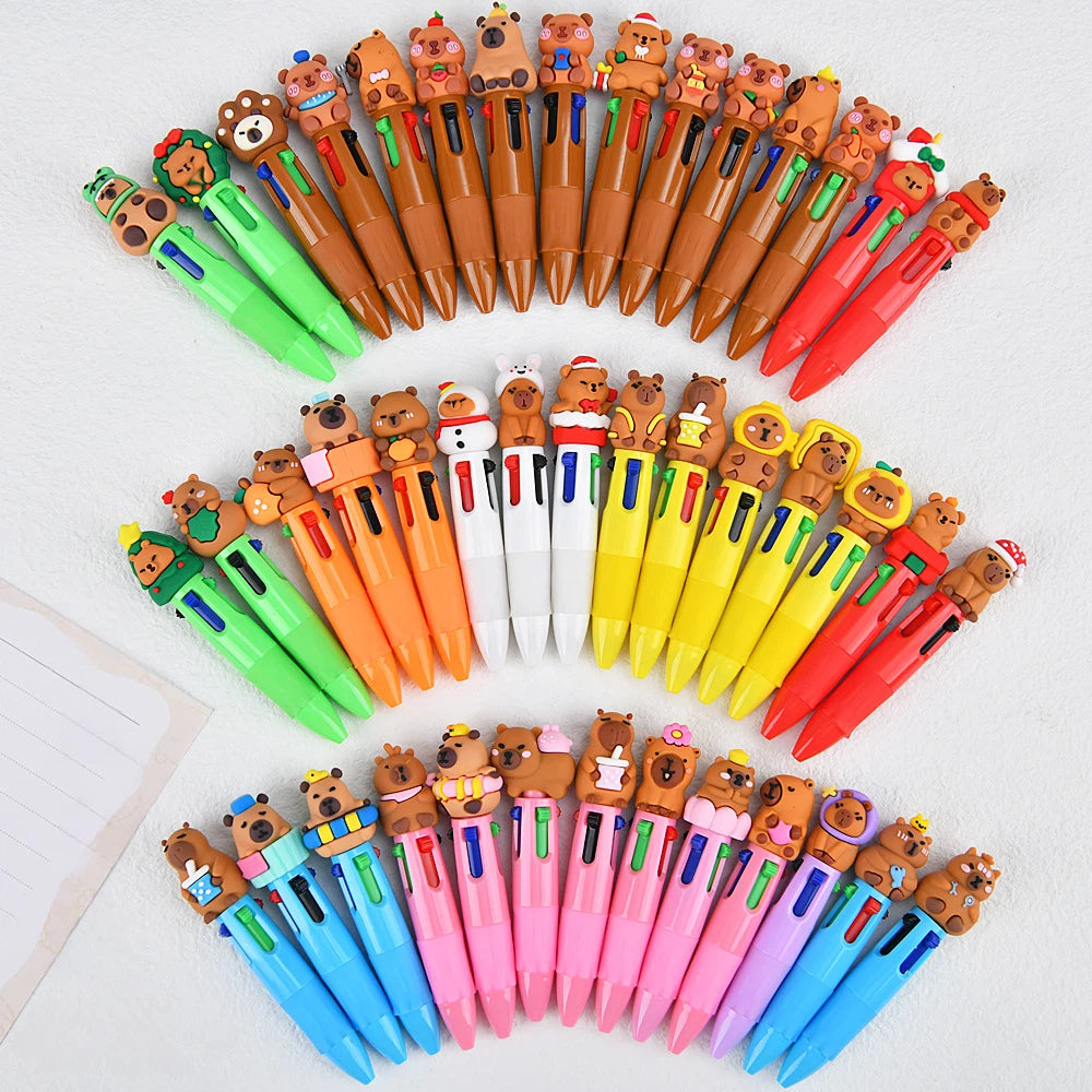 Cute Capybara Retractable Ballpoint Pen, Kawaii Animal Character Pen