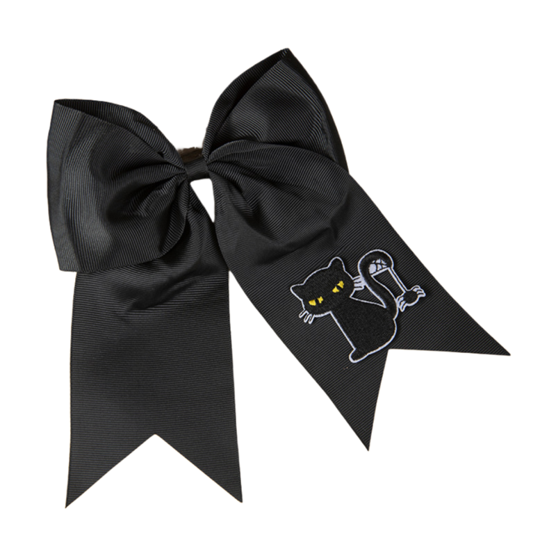 Halloween Pumpkin Cat Witch Embroidered Ribbon Bow Hair Tie Kids & Adults 6 Colors Available