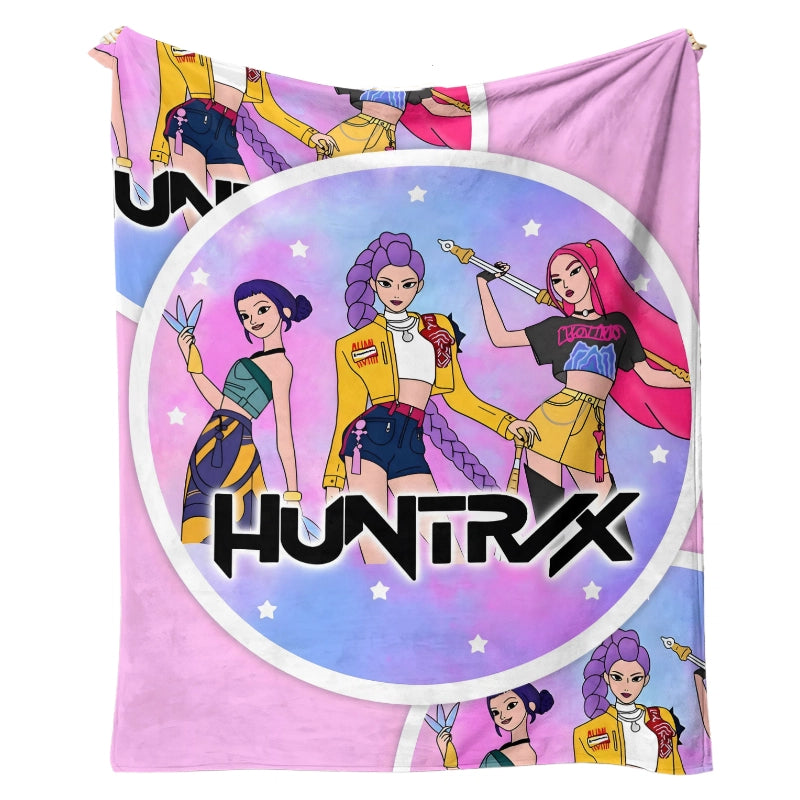 Kpop Demon Hunters Saja Boys Plush Throw Blanket, Flannel Nap Blanket for Sofa or Bed