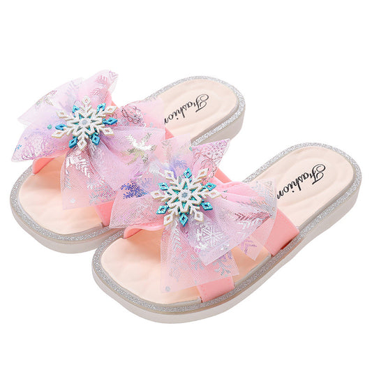 Girls' Non-Slip Slippers Soft Sole Snowflake Sandals