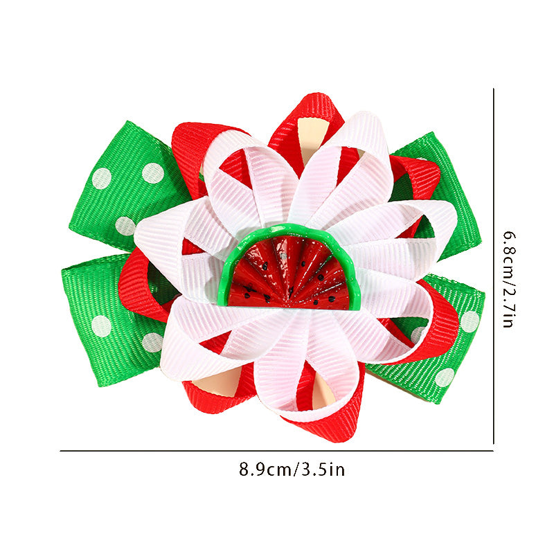 Summer Fruit Bow Hair Clips Kids Ribbon Headbands For Girls