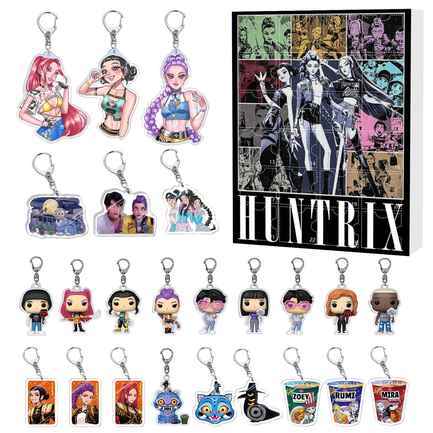 K-Pop Demon Hunters Christmas Advent Calendar Blind Box – Acrylic Car Keychain Ornament