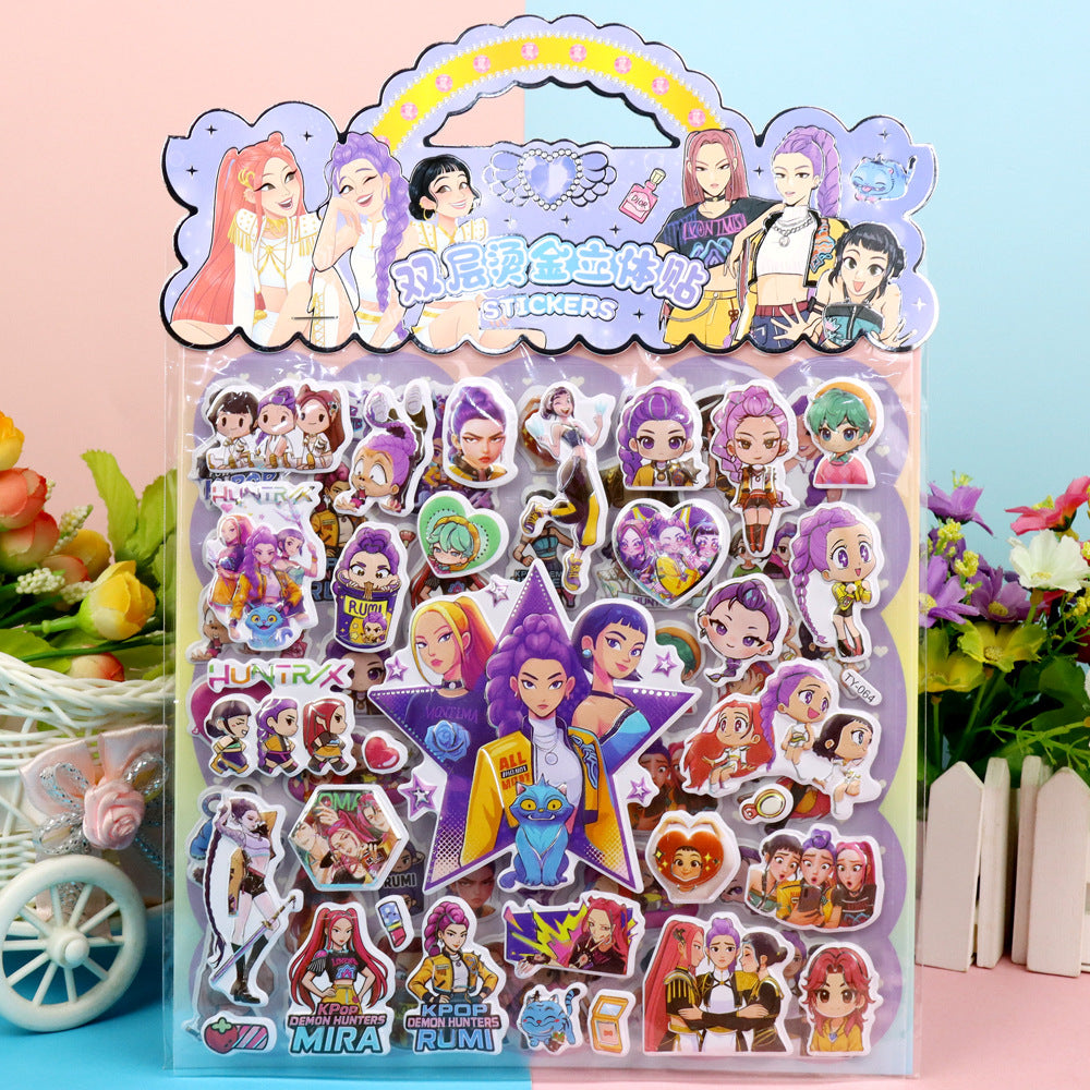 K-Pop Demon Hunters 3D Puffy Stickers Kids Cartoon Layered DIY Anime Movie Merchandise Stickers