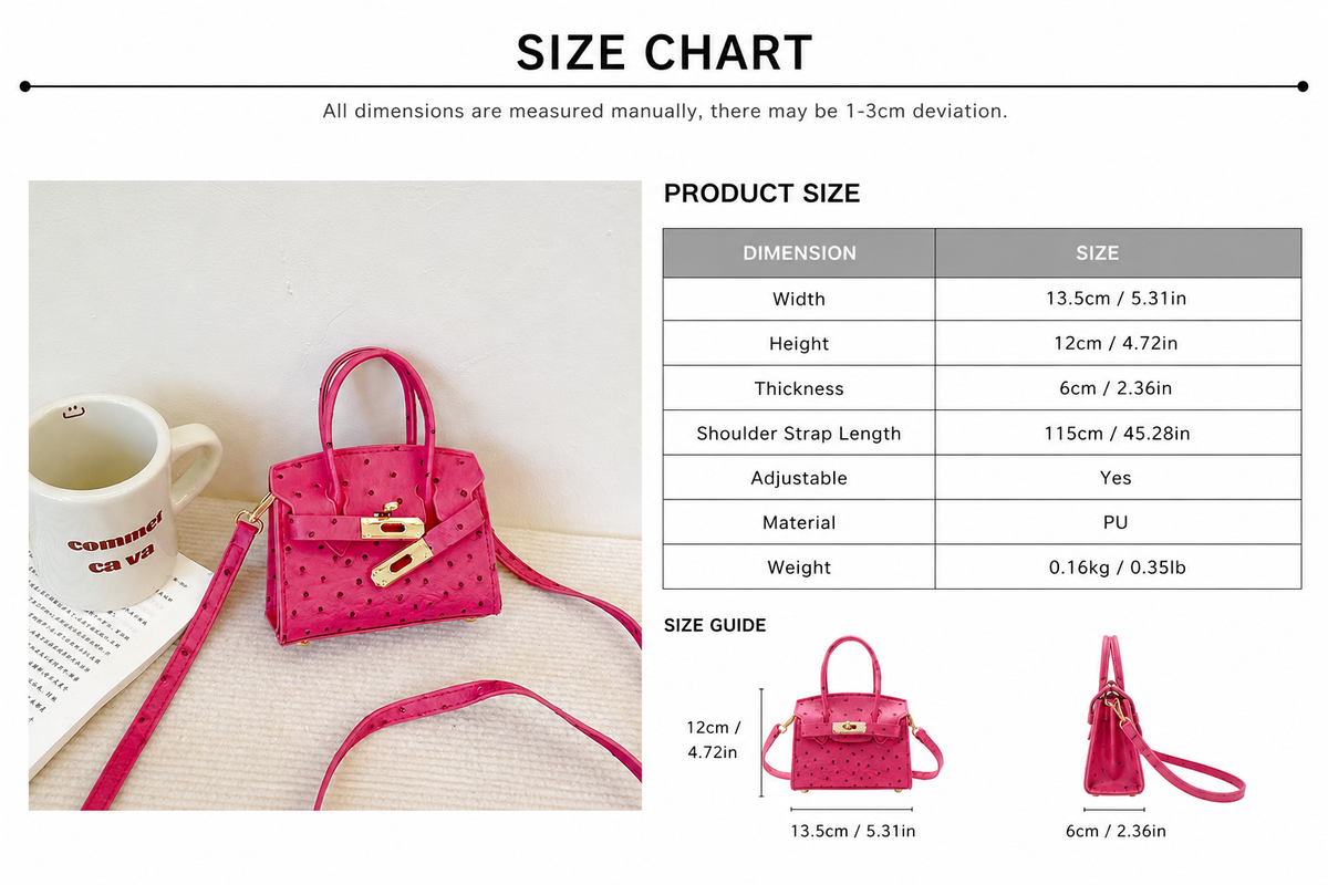 Mini Textured Crossbody Handbag for Girls – Adjustable Strap & Gold-Tone Hardware