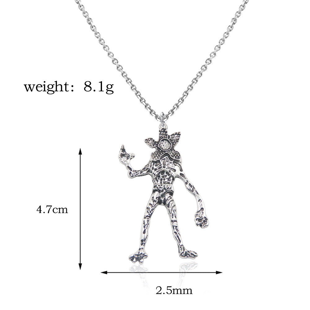 Stranger Things Inspired Jewelry Set Letter Alloy Pendant Necklace & Bracelet Trendy Collectible Accessories