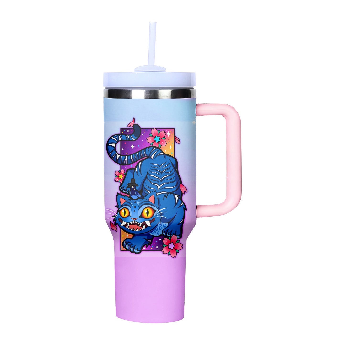 KPOP Demon Hunters 40oz Insulated Tumbler with Handle and Straw Car Travel Mug Cold Stainless Steel Cup