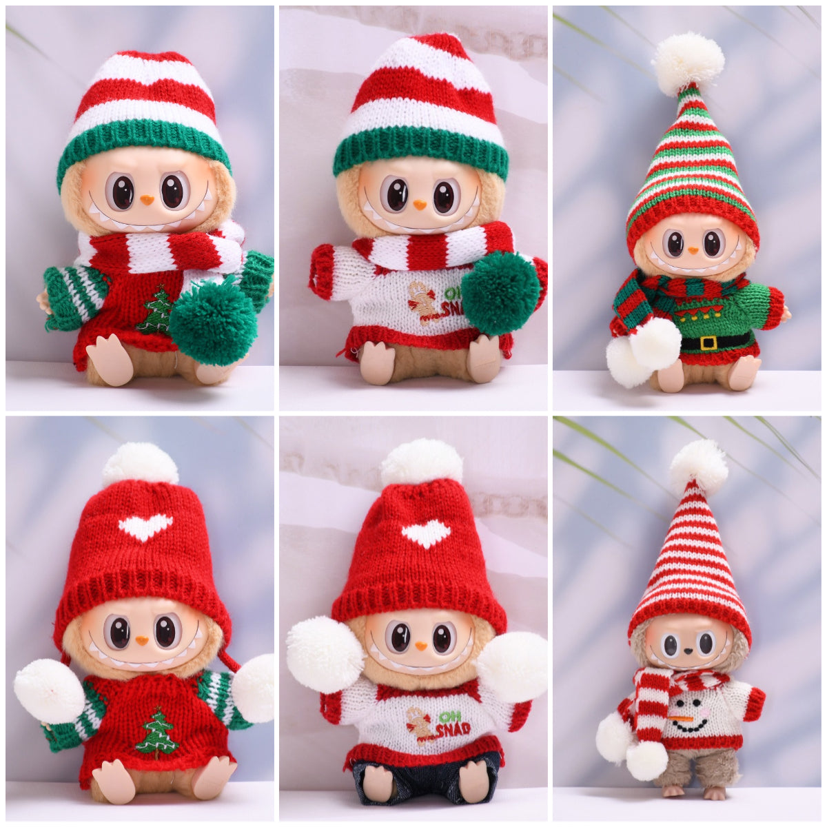 Labubu Christmas Tree Snowman Gingerbread Outfit Beanie Dress Up Changeable Costume