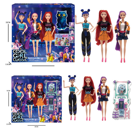Kpop Demon Hunters Dolls Set Rumi Mira & Zoey Vinyl Figures Collectible Toy