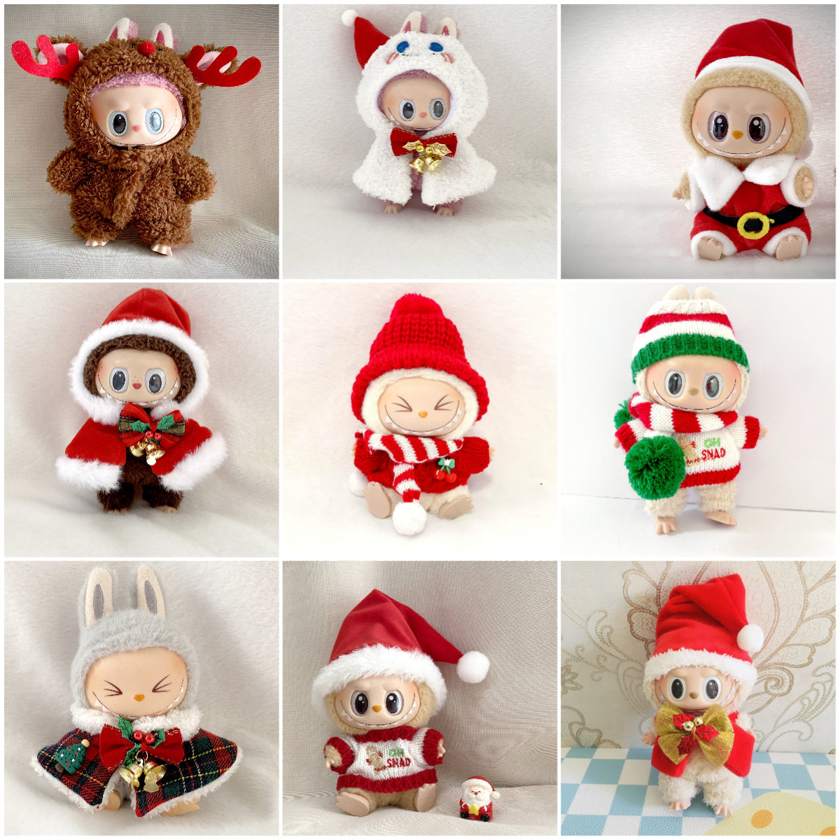 17cm Labubu Christmas Doll Outfit Bow Headwear Costume