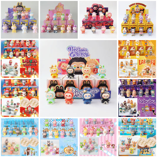 Labubu Flocked Vinyl Figure Collectible Toy Blind Box Surprise Trendy Desk Decor 12Pcs