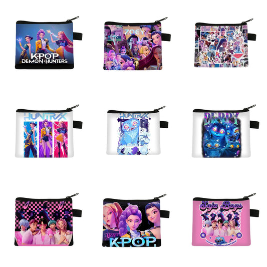 K-Pop Demon Hunters Anime Printed Mini Coin Purse Cute Small Wallet Portable Key & Card Holder