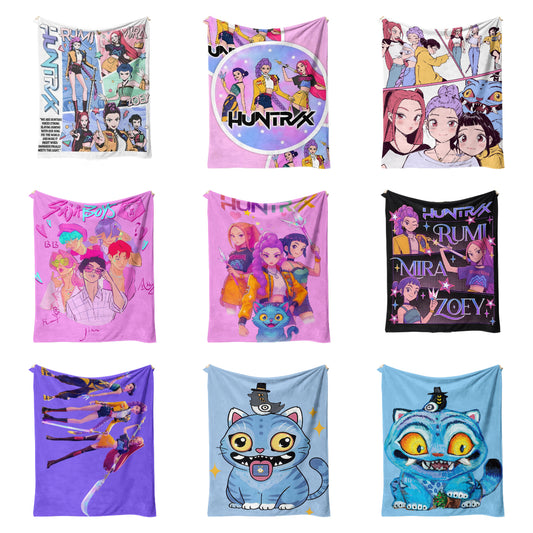 Kpop Demon Hunters Saja Boys Plush Throw Blanket, Flannel Nap Blanket for Sofa or Bed