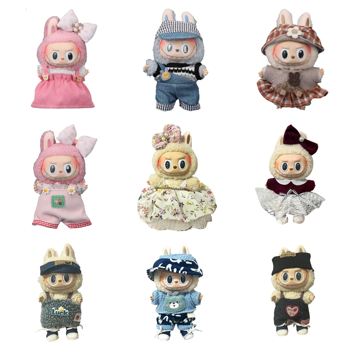 17cm Labubu Doll Clothes Outfit Set Changeable Costume