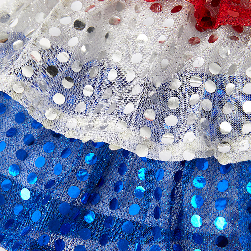 Girls 4th Of July "LITTLE MISS USA" Sequins Skirt Set