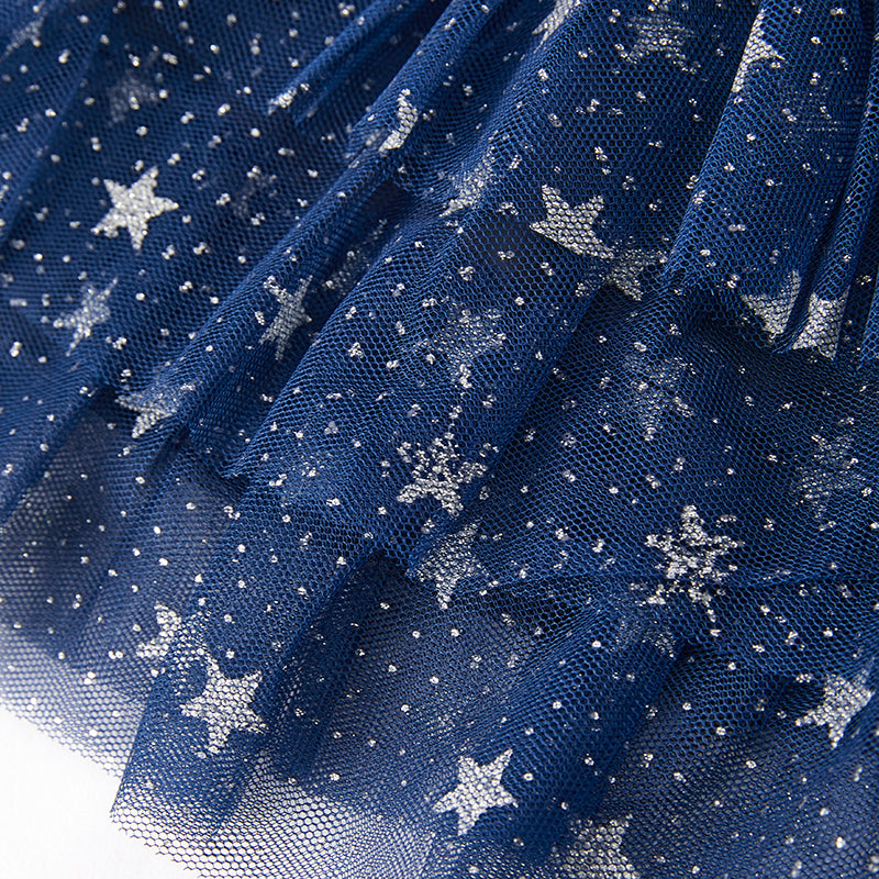 Girls 4th Of July FREE TO SPARKLE Blue Star Tulle Dress