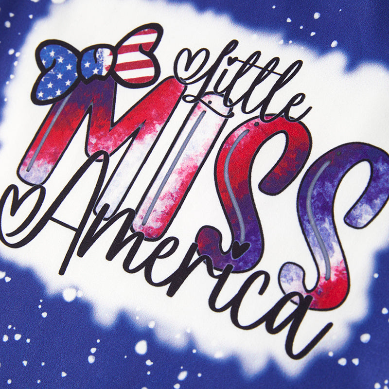 Girls July 4th "LITTLE MISS AMERICA" Blue Tank Top