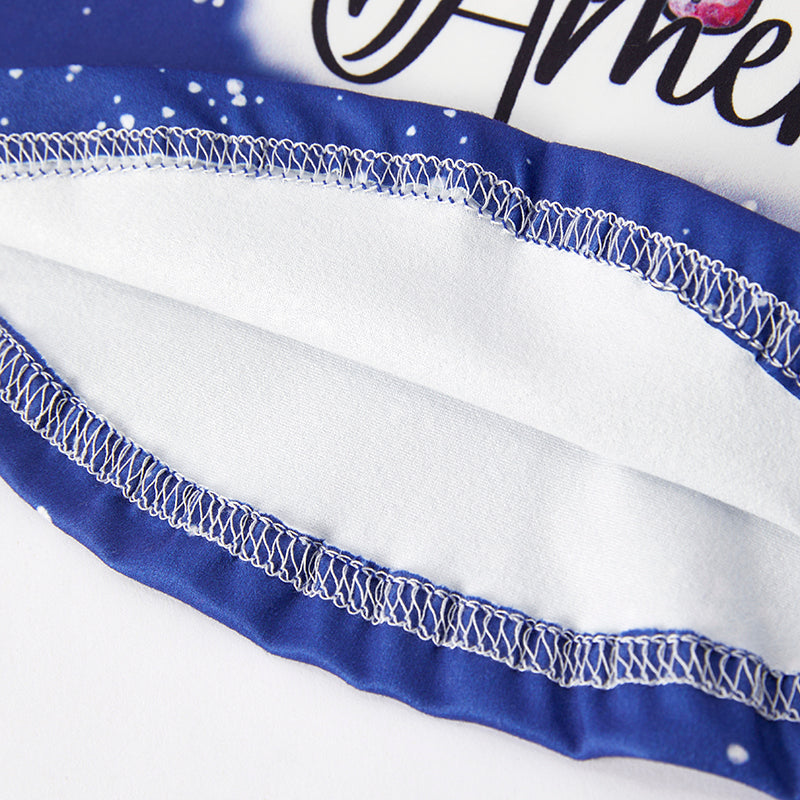 Girls July 4th "LITTLE MISS AMERICA" Blue Tank Top