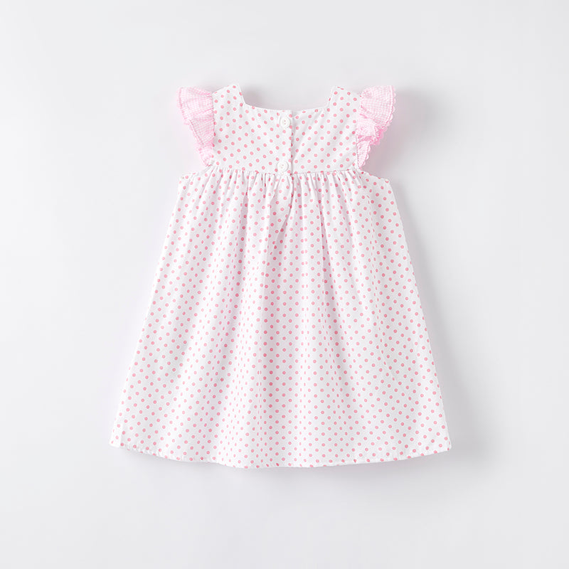 Girls Summer Watermelon Applique Pink Ruffled Dress