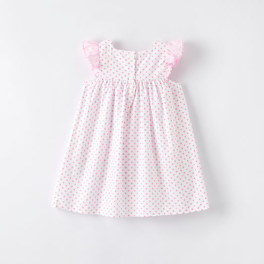 Girls Summer Watermelon Applique Pink Ruffled Dress