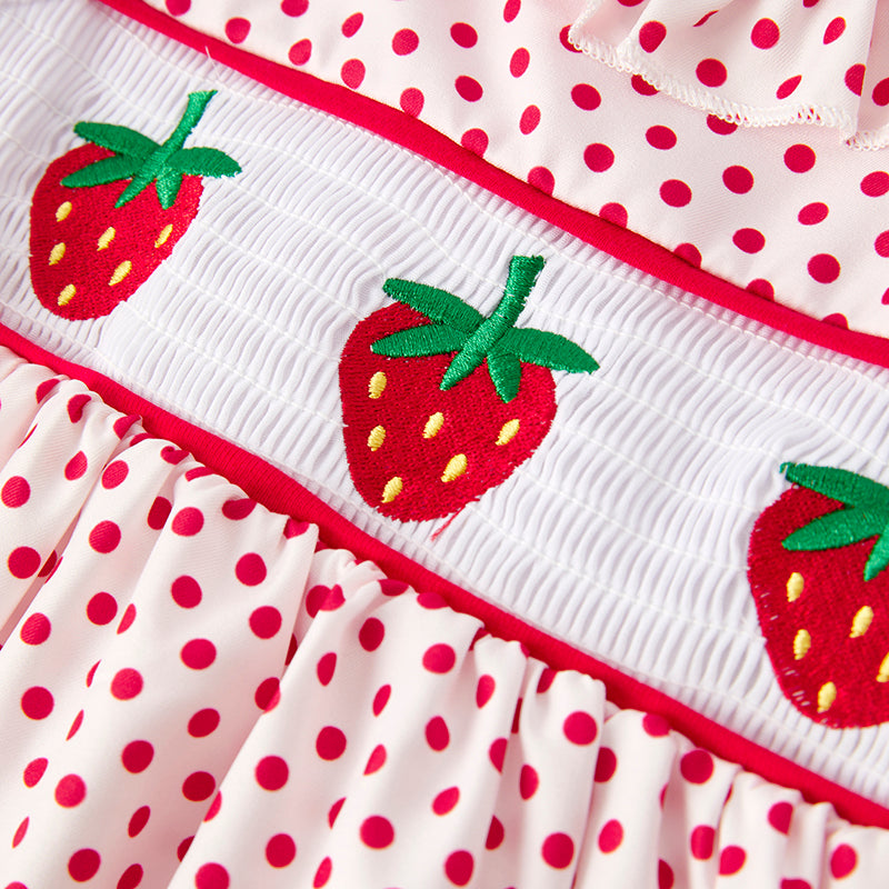 Girls Strawberry Season Red Dot Summer Dress