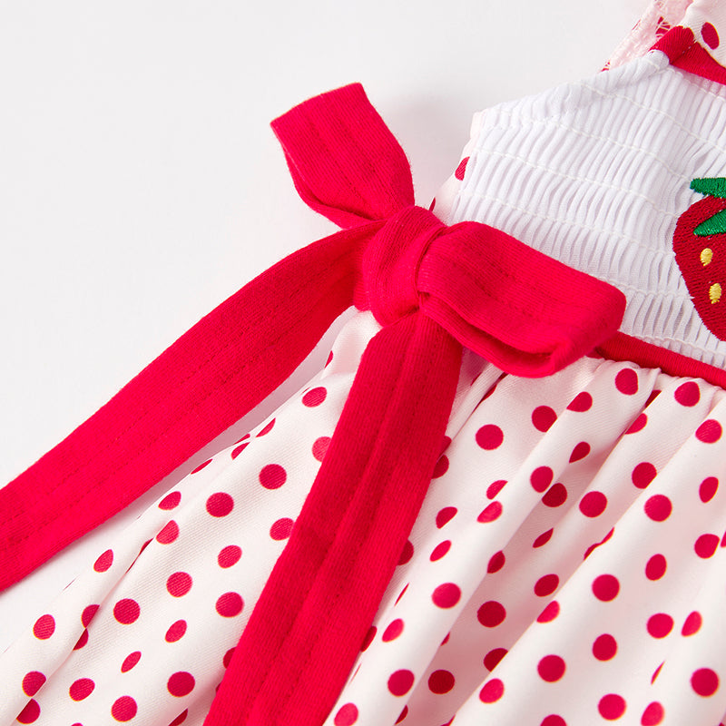 Girls Strawberry Season Red Dot Summer Dress
