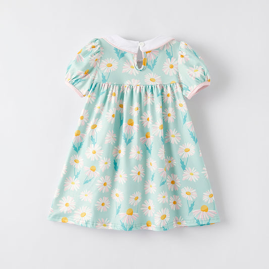 Girls Summer Magritte Daisy Pink Bow Boutique Dress