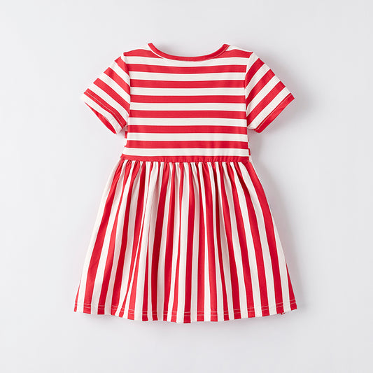 Girls July 4th Red Stripes Blue Star Twirl Dress
