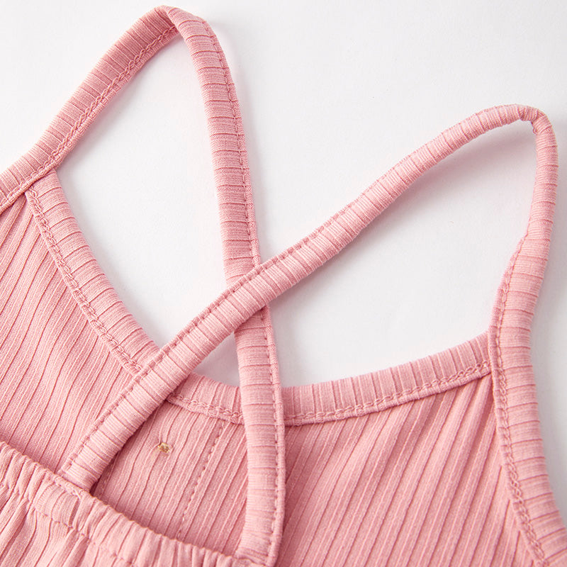 Girls Summer Pink Navy Print Slip Dress