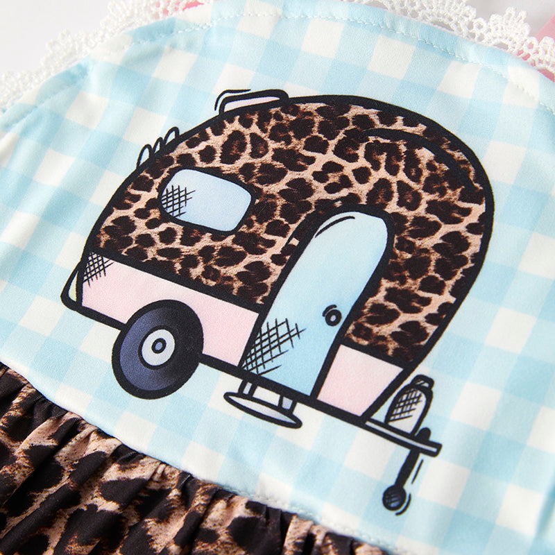 Girls Summer Cheetah Print Camper Dress
