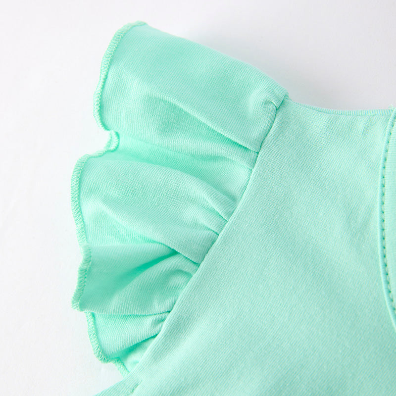 Girls Summer Watermelon Embroidered Teal Hot Pink Short Set