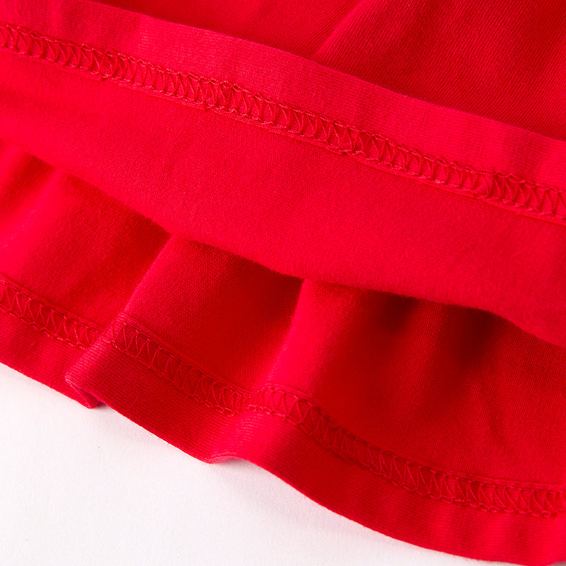 Girls Summer July 4th Red Ruffled Top Denim Short Set