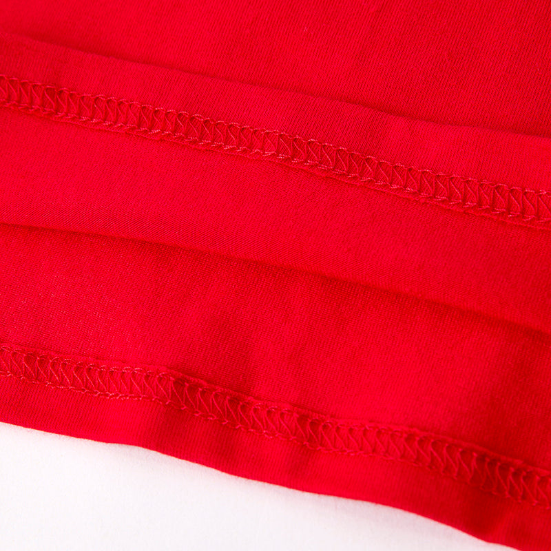 Girls Summer Red Cotton Top July 4th Denim Skirt Set