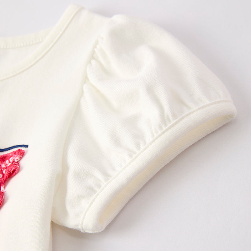 Girls July 4th Flag Embroidered Red Tulle Skirt Set