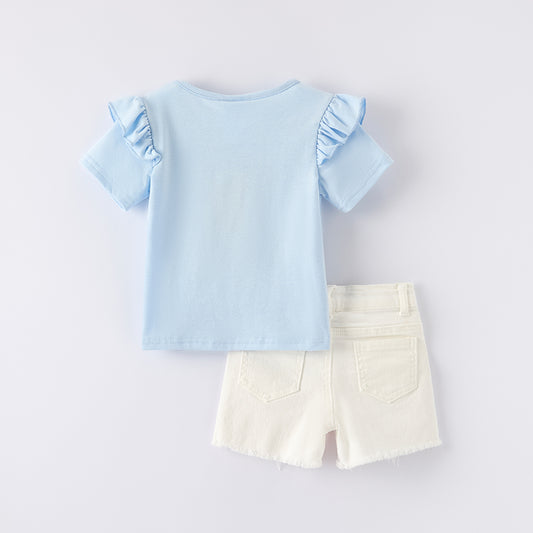 Girls July 4th "BORN TO SPARKLE" Denim Short Set