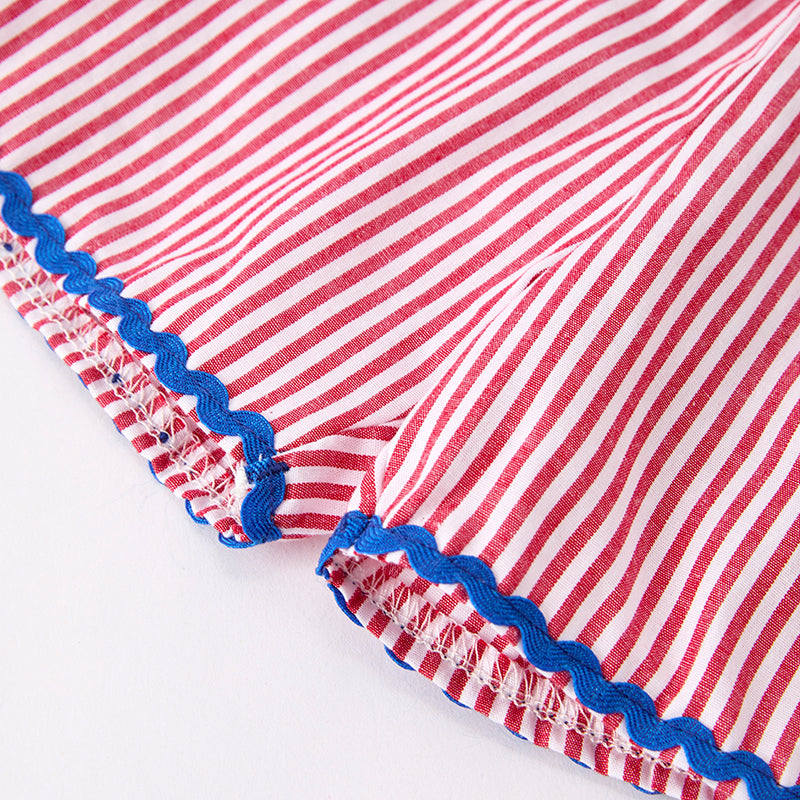 Girls Summer 4th Of July Blue Red Short Set