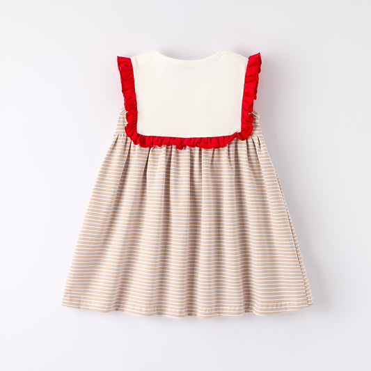 Girls Summer Farm Embroidered Ruffled Dress