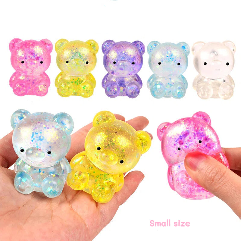 Cartoon Sequin Bear Squishy Toy Slow Rising Stress Relief Squeeze Toy