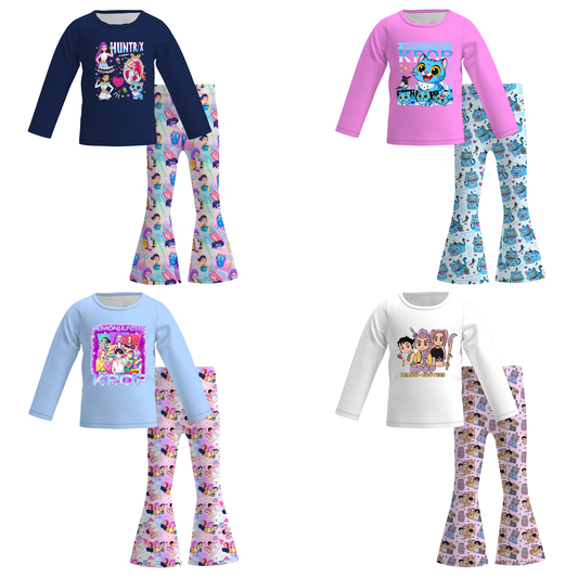 2025 Fall Winter Kpop Demon Hunter Print Pant Set For Kids