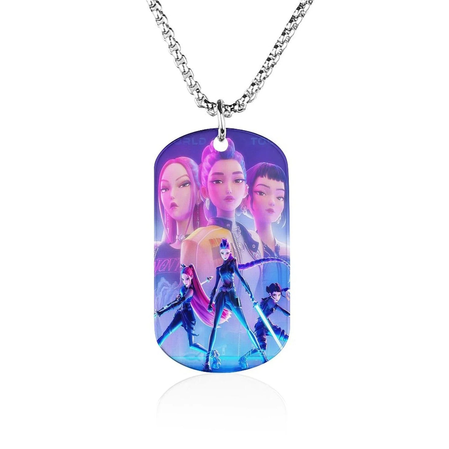 K-Pop Demon Hunters Stainless Steel Pendant Necklace Cartoon Anime Jewelry Accessory