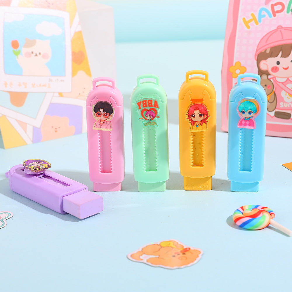 K-POP Demon Hunters Retractable Slide Eraser Creative Stationery Low-Dust Easy-Erase Eraser