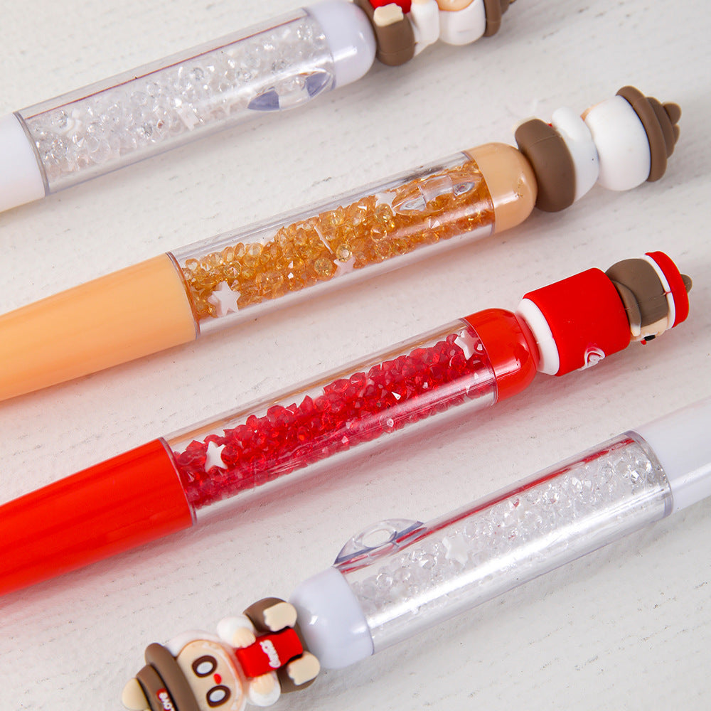 Labubu Cola Bottle Gel Pen Soft Rubber Cute Design with Sparkling Details, Black Ink Student Office Stationery