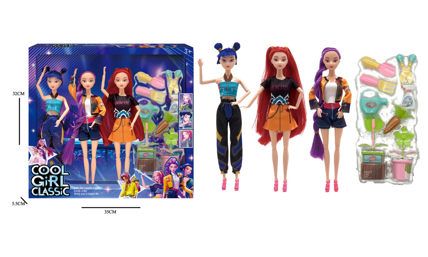 Kpop Demon Hunters Dolls Set Rumi Mira & Zoey Vinyl Figures Collectible Toy