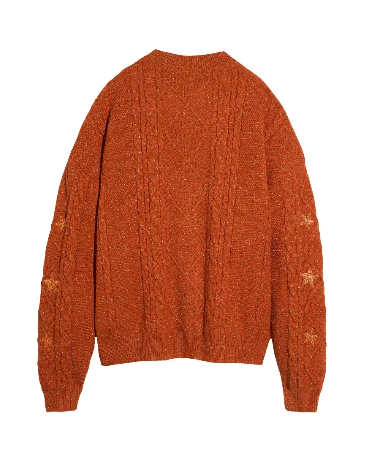Taylor Swift “The Life of a Showgirl” Orange Cardigan Embroidered Star Loose Fit Knit Button Sweater Album Merch